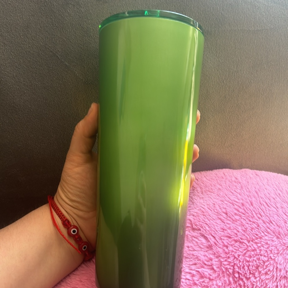 Starbucks '23 Holiday Green Shine Shifting Stainless Steel 24oz Hot/Cold Tumbler - Picture 4 of 5
